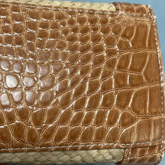Gorgeous Vintage Liz Claiborne Straw and Faux Snake-print leather purse. 90s-Y2K - Picture 8 of 12